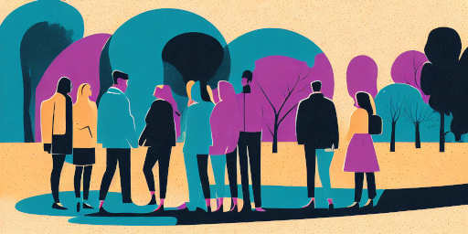 a group of people meeting outdoors